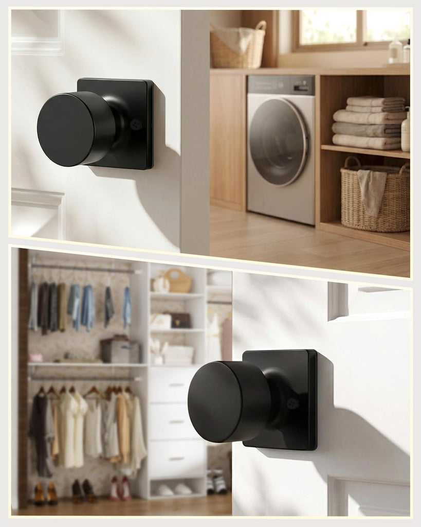 Matte Black Dummy Door Knobs 1 Pack, Non-Turning Interior Handle