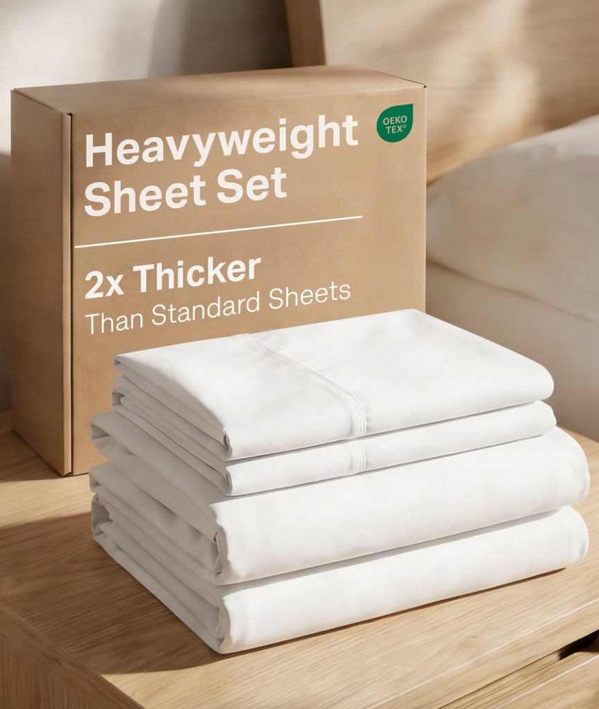 Extra Thick Heavyweight King 4 Piece Sheet Set - High End Super Luxury Bed Set - Premium Heavyweight Hotel Quality
