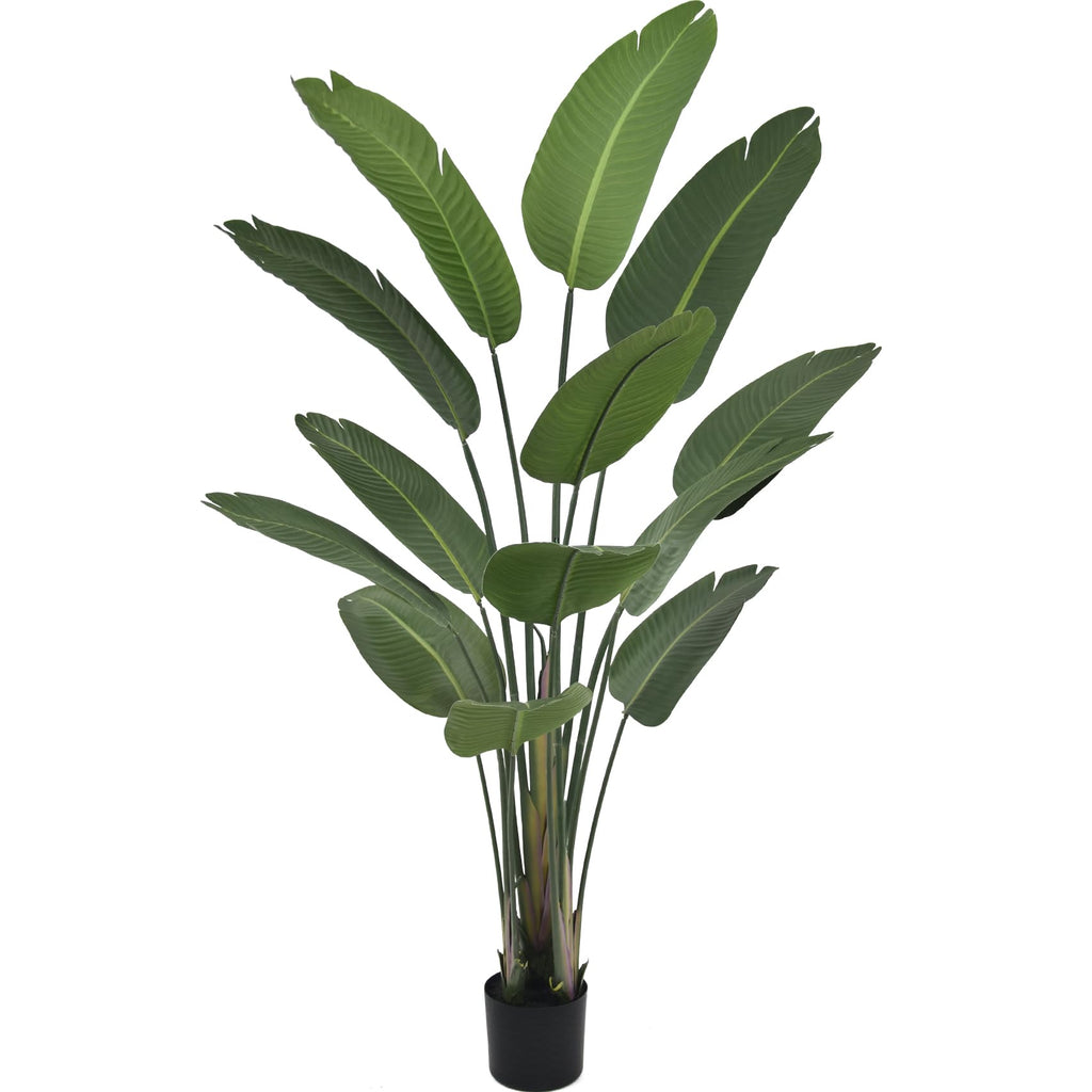 6FT Artificial Bird of Paradise Plant (72in) Tall Faux Tree with Realistic 13 Leaves, Fake Tropical Floor Potted