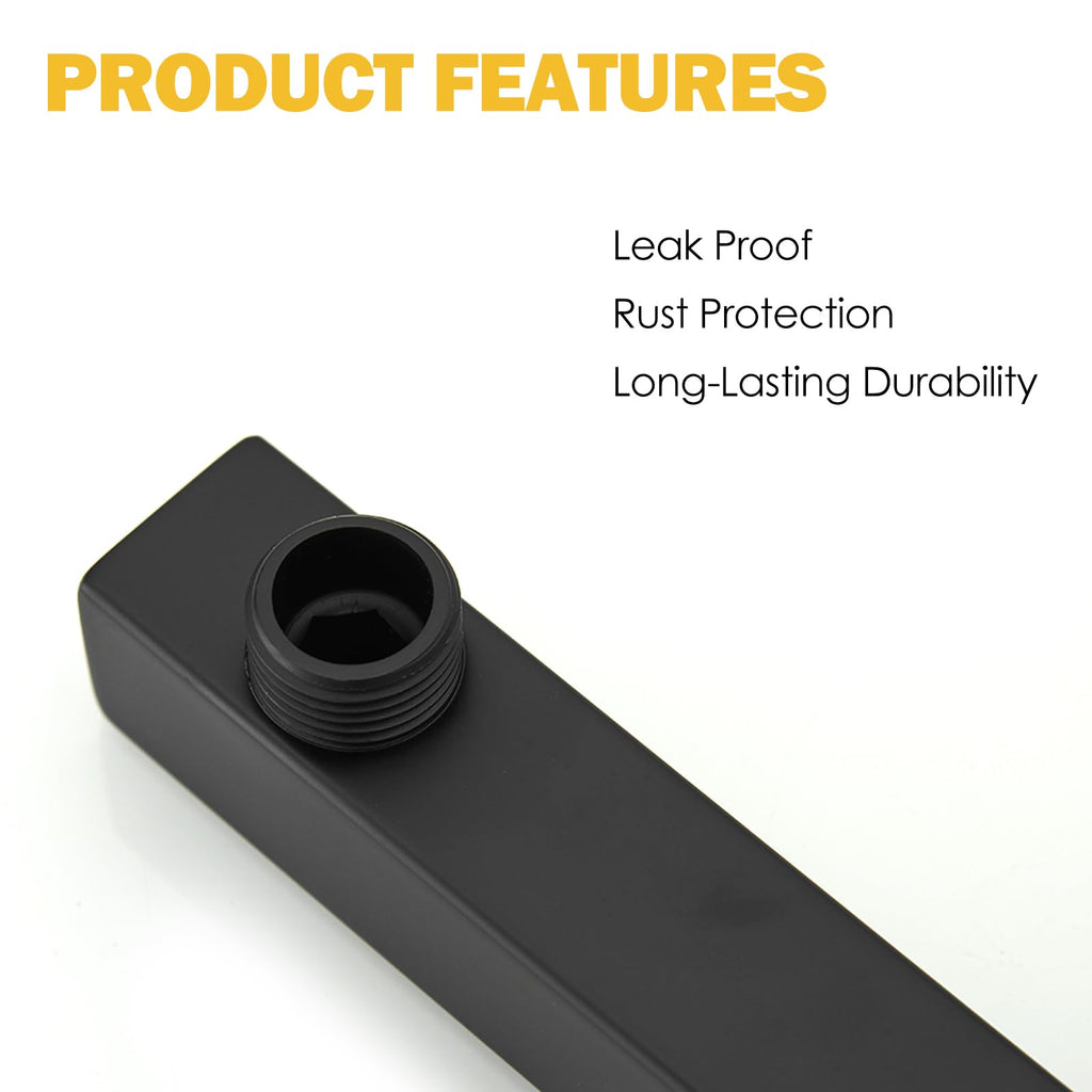 20 Inch Shower Head Extension Arm with Flange, Shower Rod, Black