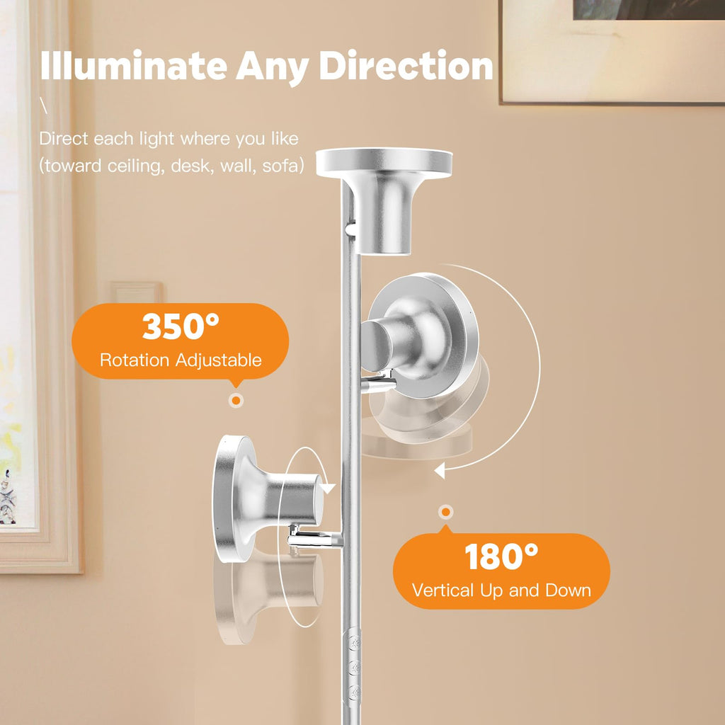 36W LED Tree Floor Lamp, Modern Dimmable Standing Lamp with Remote & Touch Control, 4 Color Temperatures, 3 Rotatable
