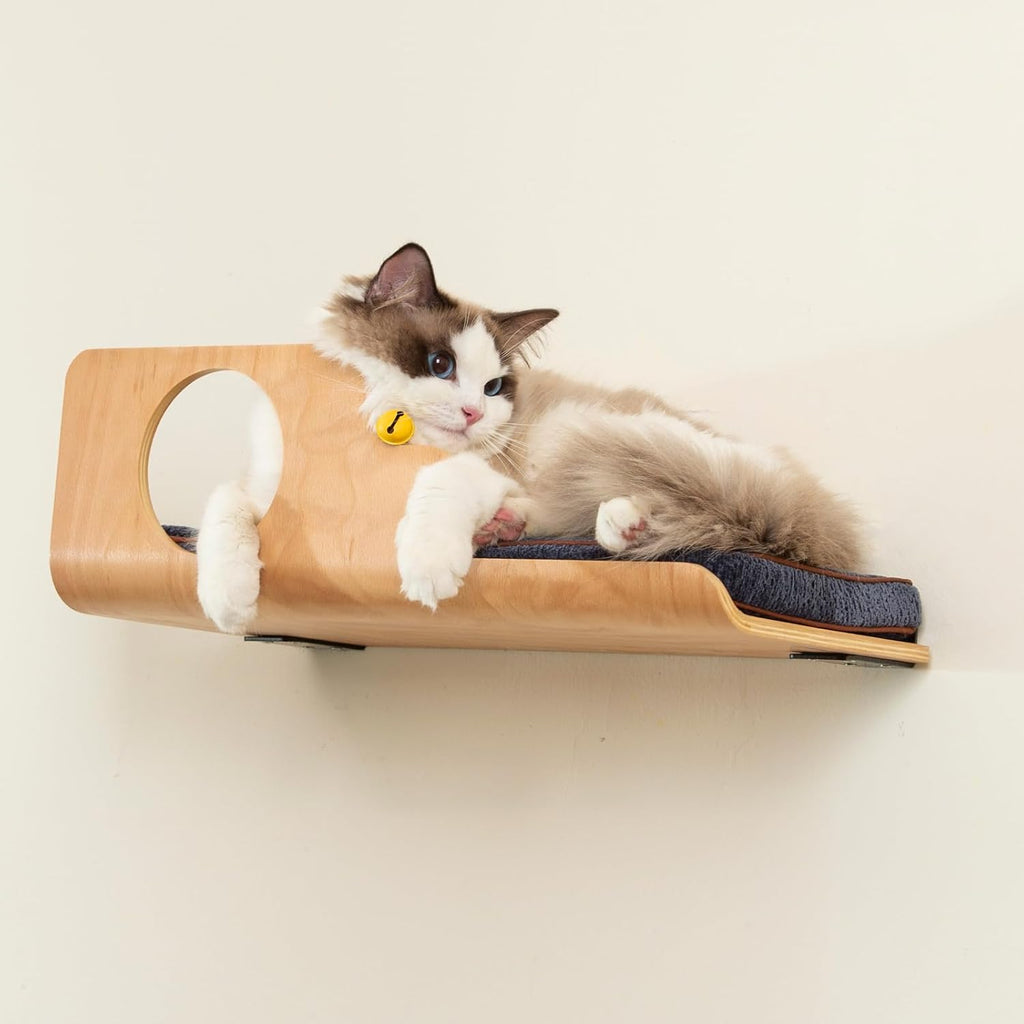Cat Wall Shelves, Creative Design Cat Shelf with Peephole, 19 x 10 inch Cats Wall Furniture with Comfortable Pad
