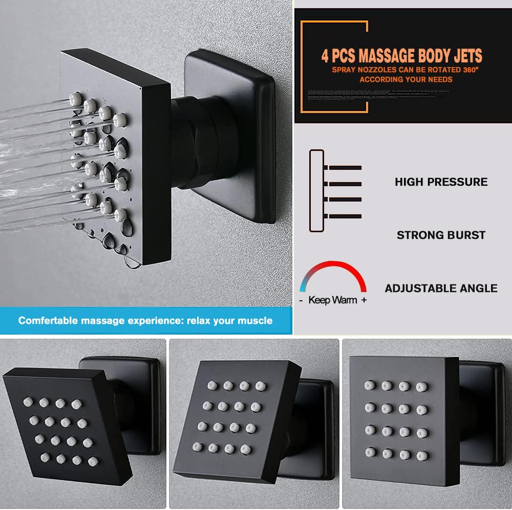 Shower Faucet Set Matte Black 10" shower system with handheld