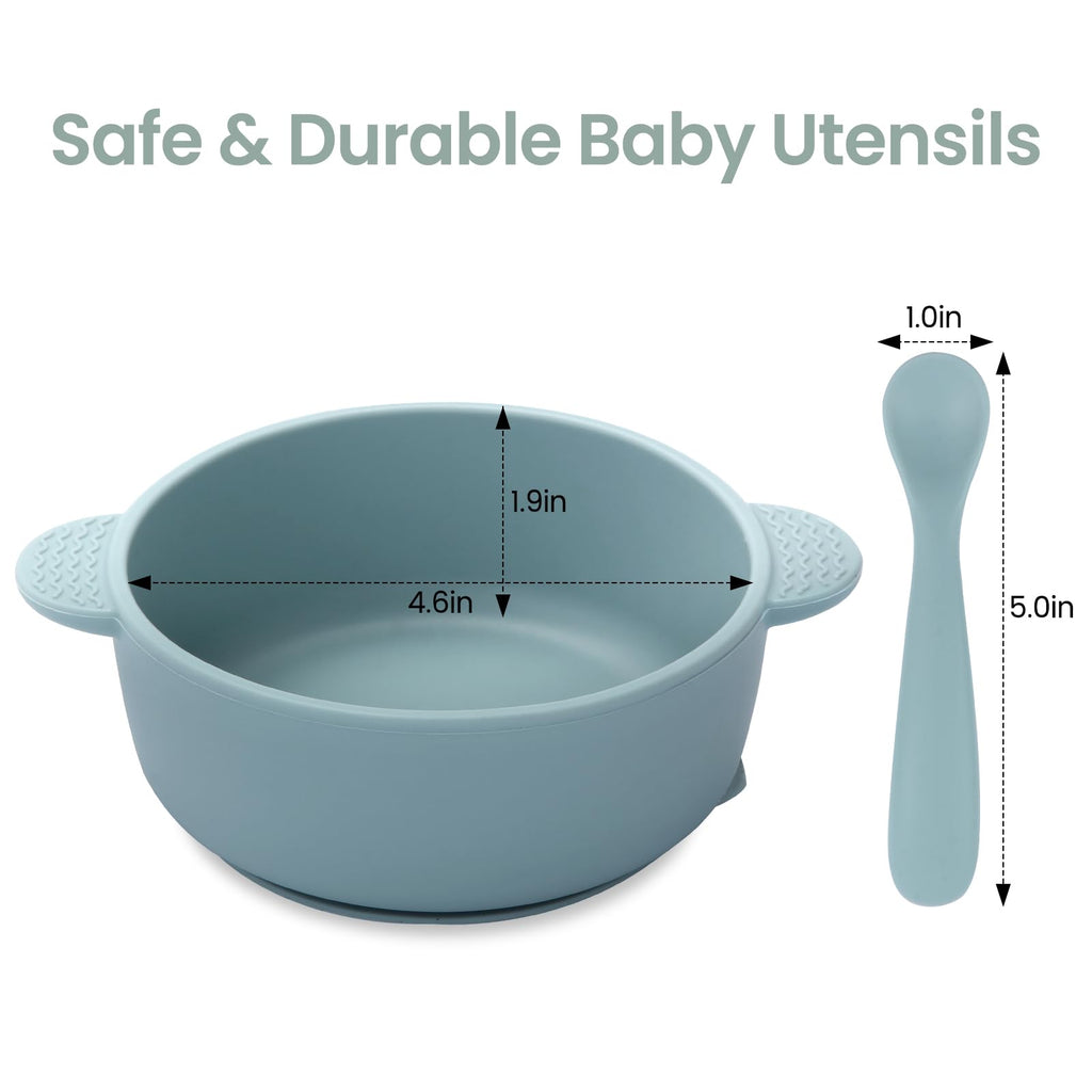 Baby Bowls with Suction and Baby Spoons Set of 3, BPA Free