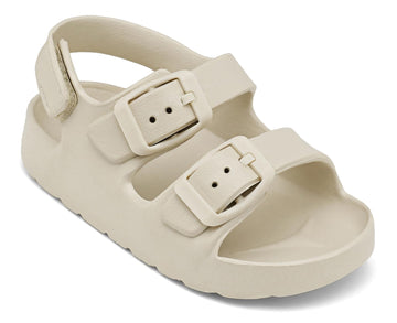 Toddler Boys Girls Double Buckle Sandals Children's Adjustable Back Strap Water Sandal, Beige, 6 Toddler