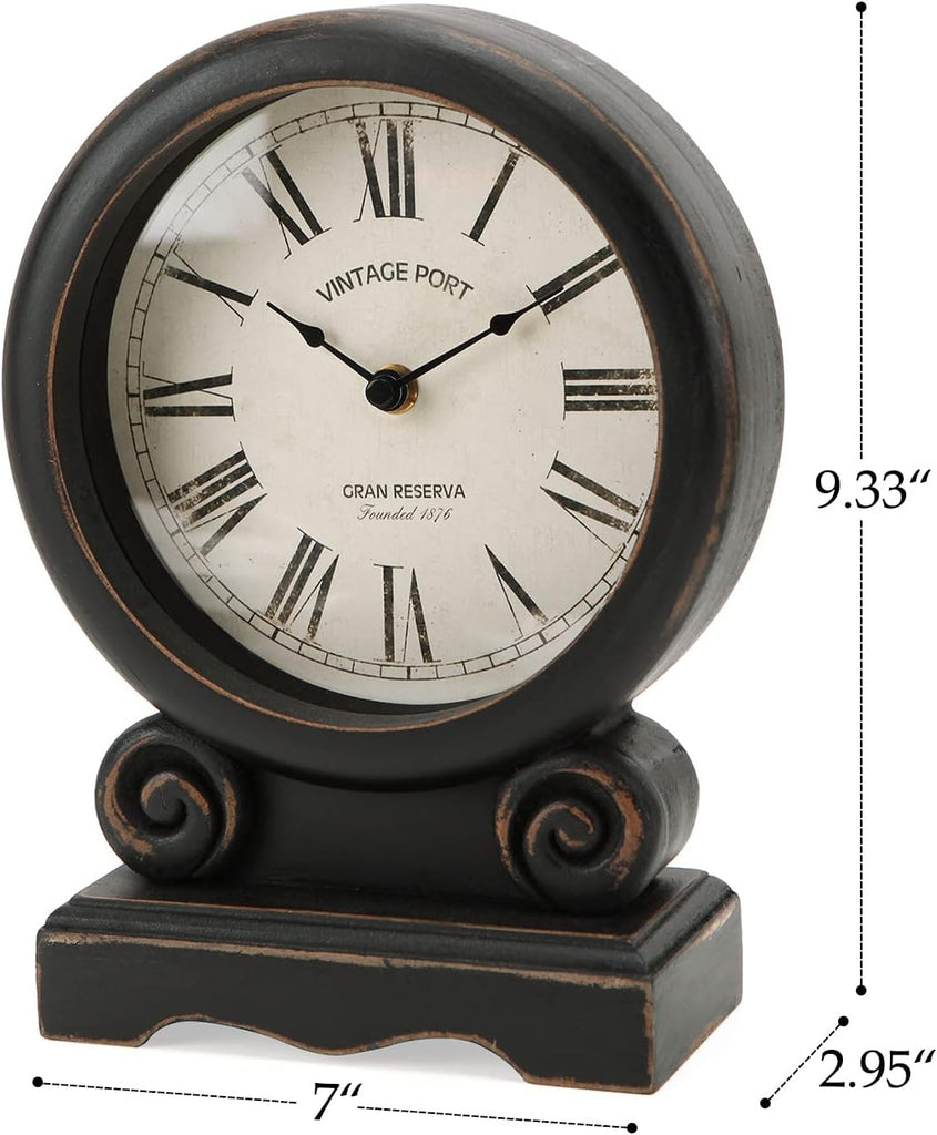 HOME Mantel Clock, Retro Desk Clock Silent-Non-Ticking Battery Operated Wooden Mantel Clock for Living Room