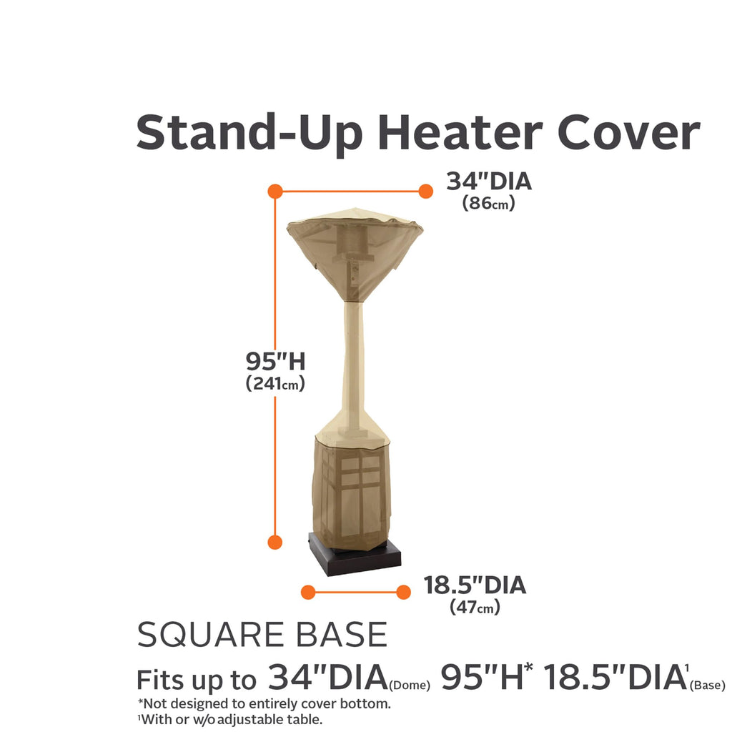 Veranda Water-Resistant 34 Inch Square Stand-Up Patio Heater Cover, Outdoor Heater Cover