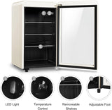 Retro Beverage Refrigerator Cooler, 3.2 Cu.ft Mini Fridge with Glass Door for So