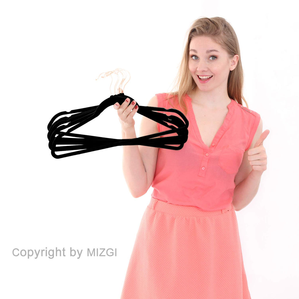 Black Velvet Hangers 30 Pack Non Slip Heavy Duty Rose Gold Hooks