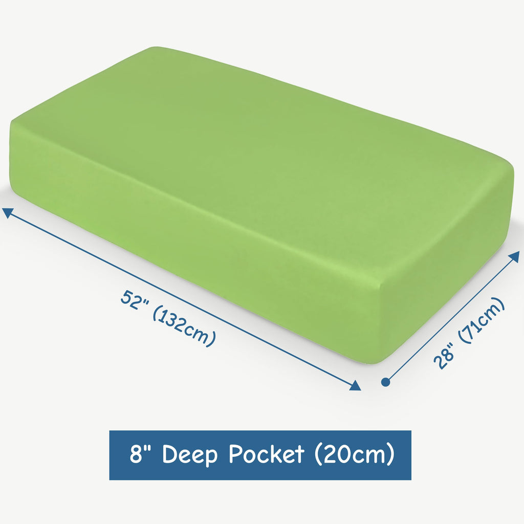 Microfiber Crib Fitted Sheets, 2 Pack, 28 x 52, Green