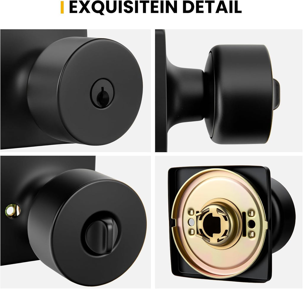 Matte Black Exterior Door Knobs Keyed-Alike, Door Lock 1 Pack