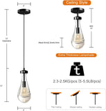 Raindrop Pendant Lights Kitchen Island Set of 2 Teardrop Black Hanging Light Fixtures Clear Solid Glass Pendant Light Modern Chandeliers for Dining Room Porch Corridor Living Room A121-B0BN12R4Q4