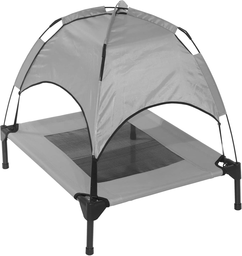 Elevated Dog Bed with Removable Canopy, Small, Grey