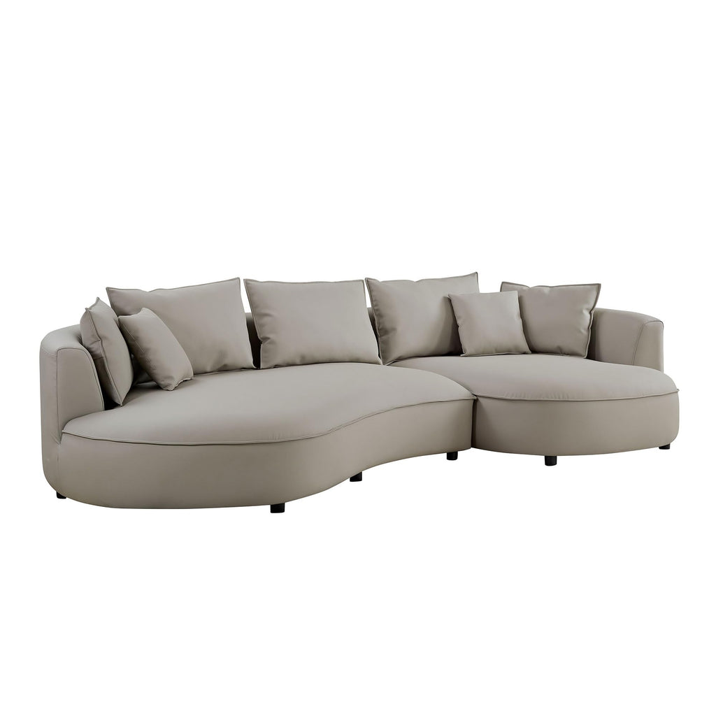 Luxury Right Facing Cloud Couch Oversized 6 Seats Curved Sectional Sofa, Modern Eco-Leather Upholstered Sofa Couch