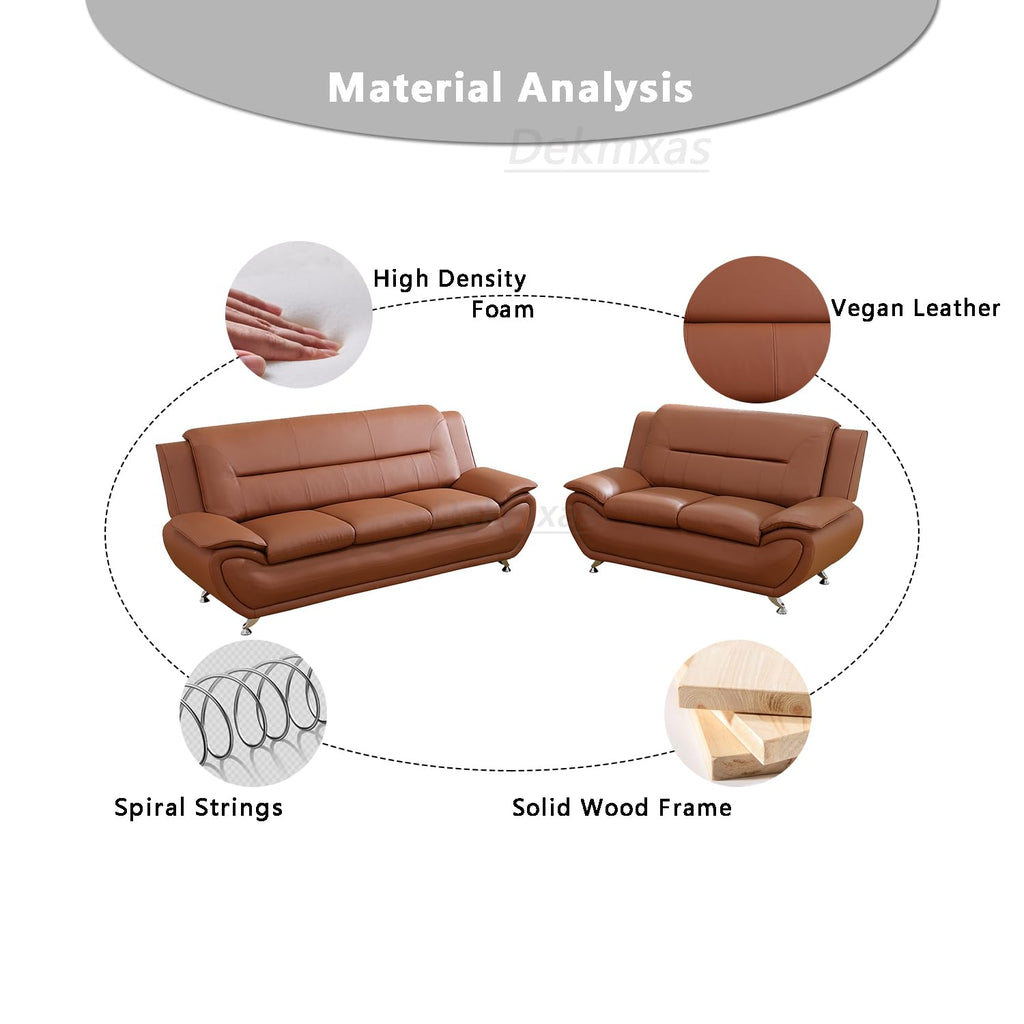 Leather Couches, Sofa Set, Furniture (B-Leather Orange, Sofa+Loveseat)