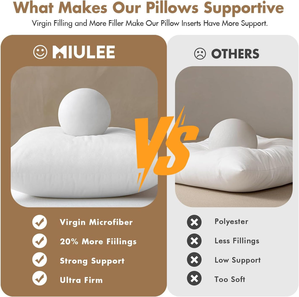 Throw Pillow Inserts 18x18 Inches with 100% Virgin Filling - Set of 2