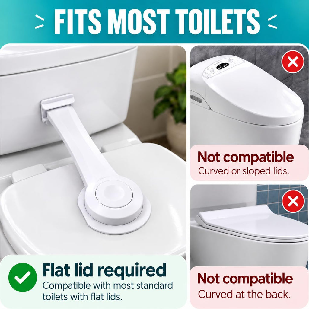 2 Pack Toilet Locks Baby Proof - Easy to Use Toilet Seat & Lid Lock Kit