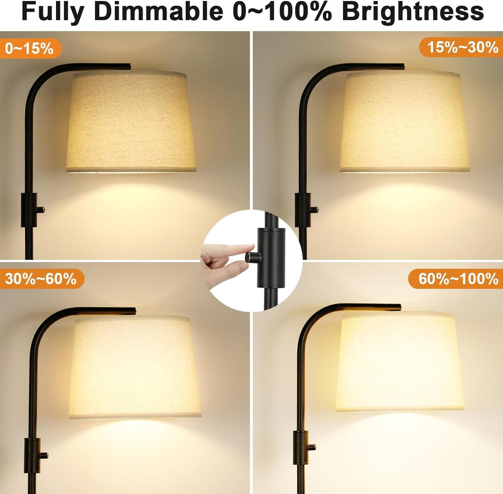 Arc Floor Lamp with Rotary Switch, Linen Shade