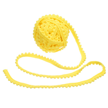 Pom Trim Ribbon, 0.5" Wide Bright Yellow Pom Ball Fringe Trim Sewing Fringe Fabric Trim Ribbon for DIY - 25 Yards