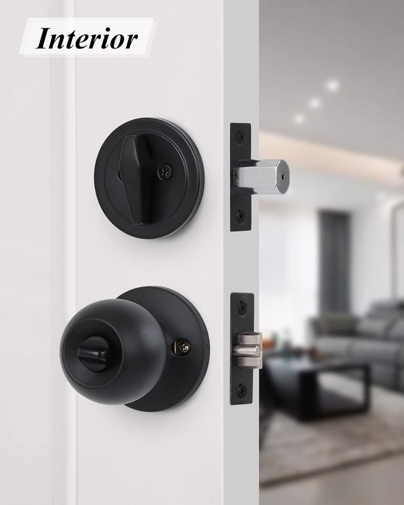 (2 Sets) All Keyed Same Entry Knobs&Single Cylinder Deadbolt Front Doors - Door Knob