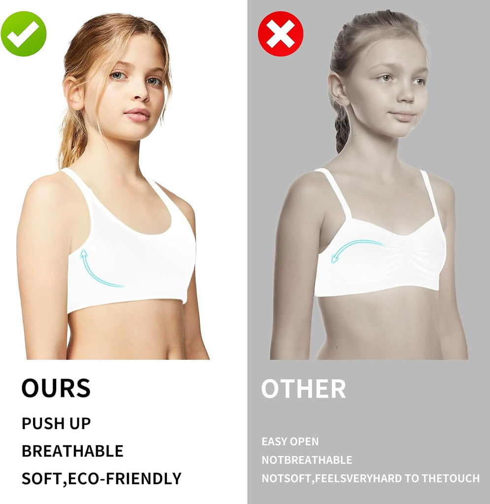 Girl Sports Bra Sleeveless Tank Top - Seamless Stretchy Back Crisscross Crop Undershirt Fitness Yoga Bras