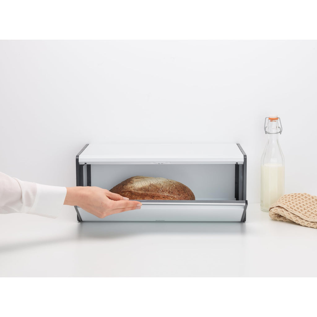 Rectangular Fall Front | White | Large Metal Front Opening Bread Store Countertop | Flat Top for Extra Storage