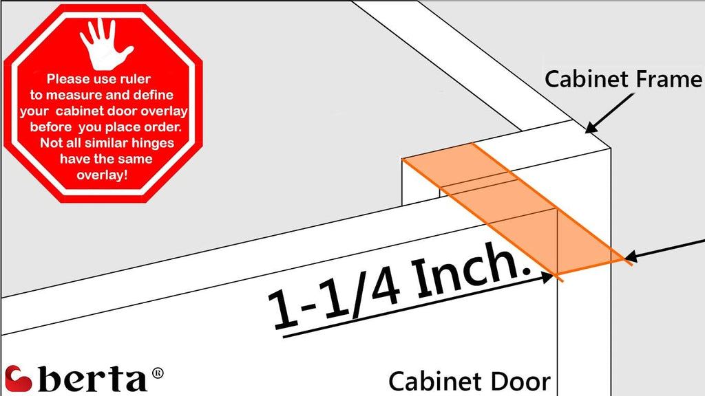 4-Pack, 1-1/4 inch Overlay Soft Closing Face Frame Cabinet Hinges, 105 Degree 6-Ways 3-Cam Adjustment Concealed Kitchen