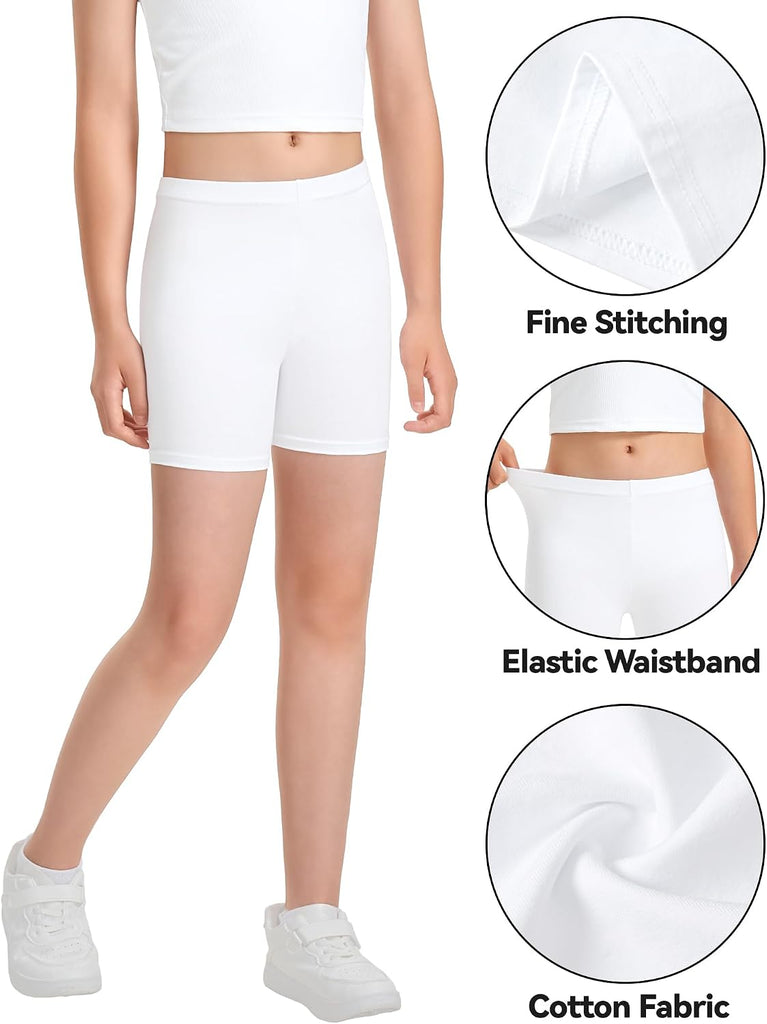 Girls Bike Shorts Cotton Cartwheel Dance Under Dress Shorts for Kids
