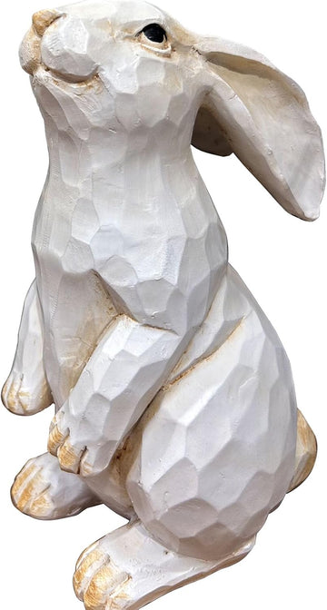 Easter Bunny Decoration, Decorative Farmhouse Modern Standing White Rabbit Bunny Figurine, Home Decor Accents Carved