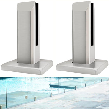 2 Pack Glass Railing Spigots, Glass Clamp Fence Brackets Brushed
