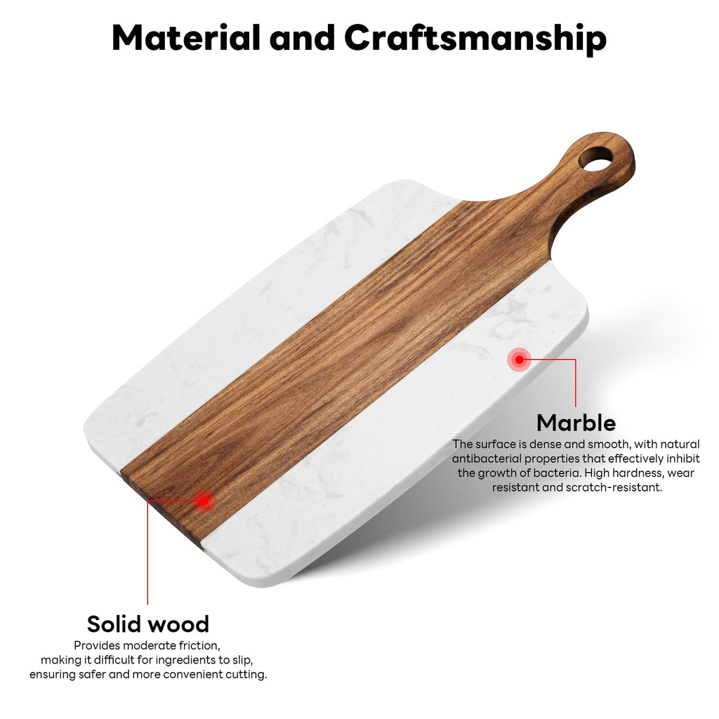 Marble charcuterie board: Acacia wood marble chopping board - suitable, great gift for friends (white)