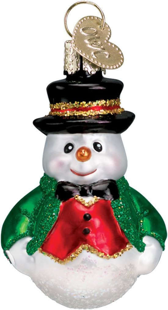 Mini Snowman Set Glass Blown Ornament for Christmas Tree, Handcrafted Holiday Decoration, Set Collection