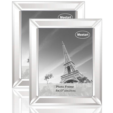Silver Mirror Photo Frame 8x10 inch 2 Piece Per Set for Wall Hang or Tabletop Display