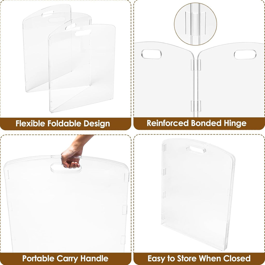 Modern Frame Clear Acrylic Freestanding Pet Gate - 24" High Extra-Wide Folding 4-Panel Dog Barrier for Doorways