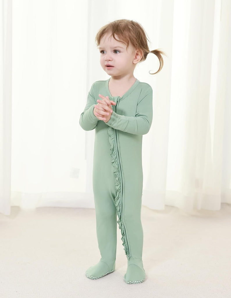 Girl Sleeper Viscose from Bamboo Zipper Footies Pjs -24Mon
