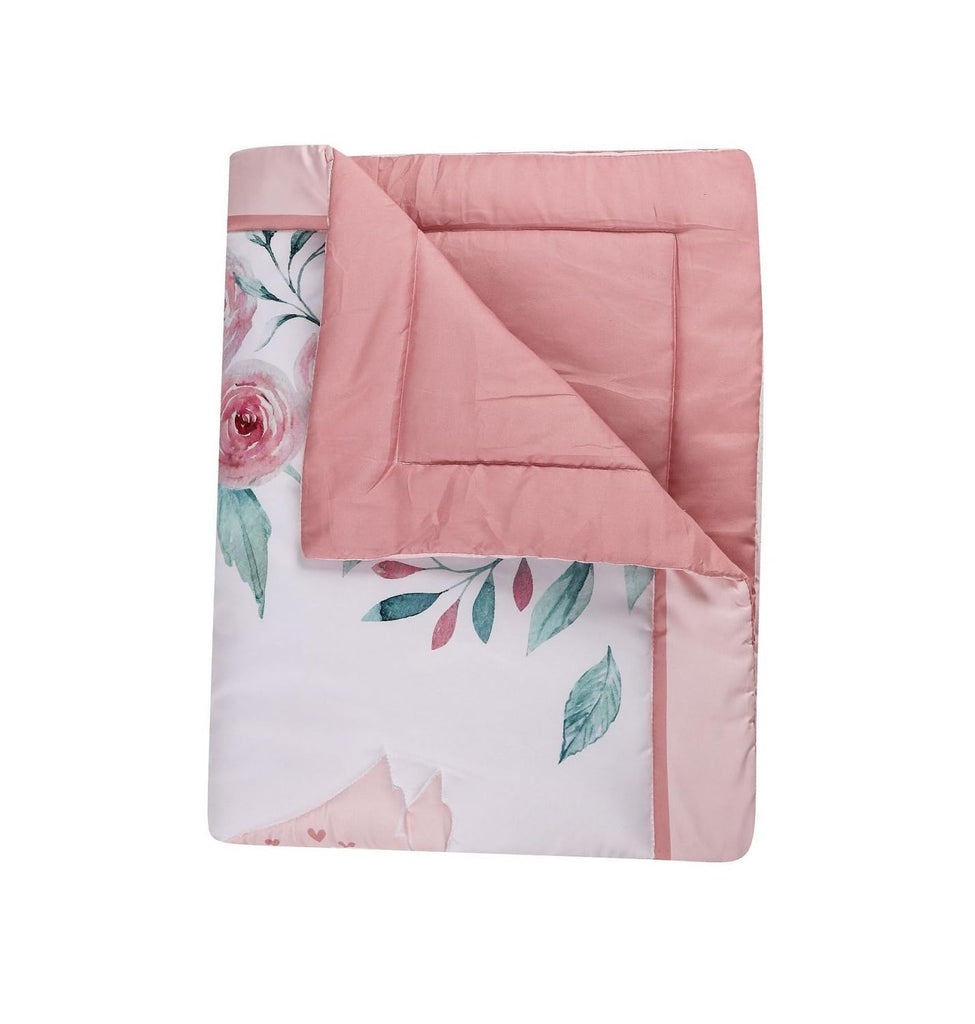 Animals 3pcs Baby Crib Bedding Set (Quilt, Fitted Crib Sheet, Crib Skirt) Pink Nursery Bedding Set for Girls Crib