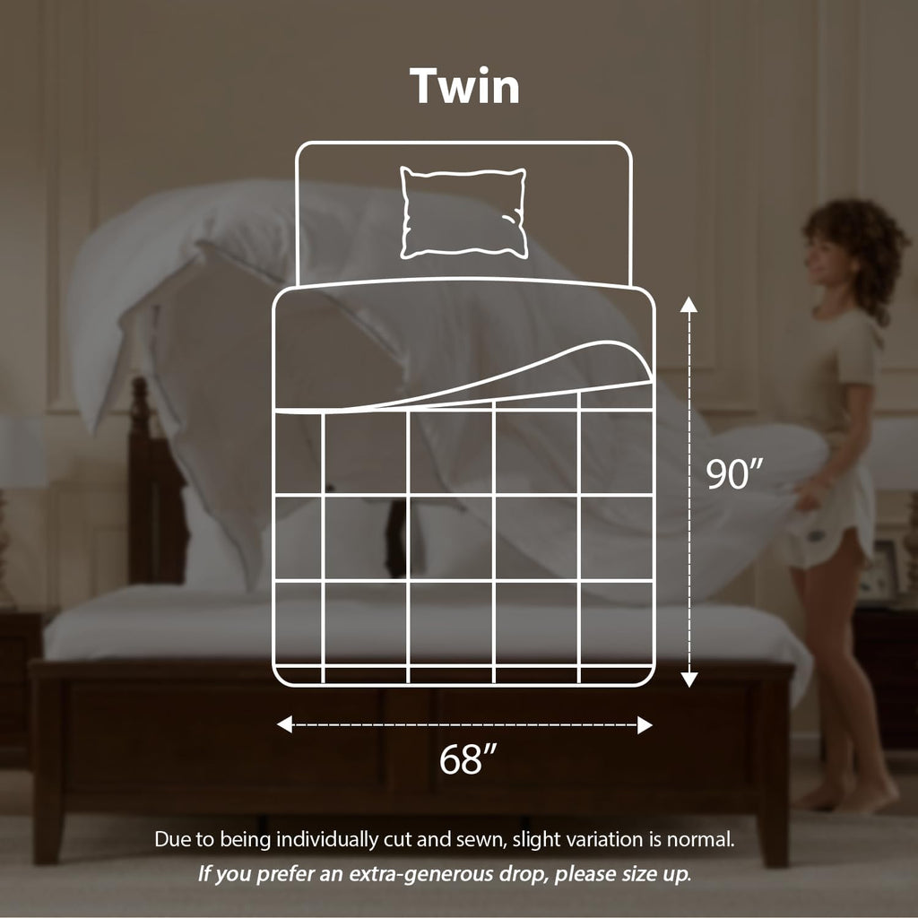 Goose Feather Down Fiber Comforters Twin, Extra Fluffy White Duvet Insert, Ultra-Soft, Breathable