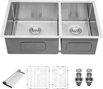 33 Undermount Double Bowl Kitchen Sink