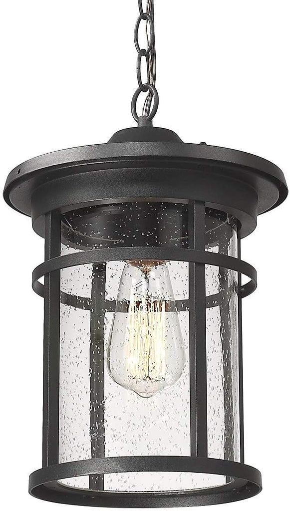 Outdoor Pendant Lighting, 1-Light Outdoor Hanging Lantern Light Fixtures for Porch, Farmhouse Style Exterior Porch Lights with Seeded Glass A123-B07TV5TF7V