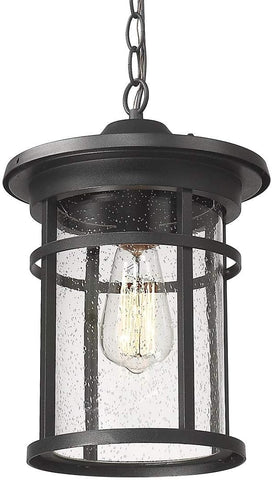 Outdoor Pendant Lighting, 1-Light Outdoor Hanging Lantern Light Fixtures for Porch, Farmhouse Style Exterior Porch Lights with Seeded Glass A123-B07TV5TF7V