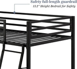 Metal Bunk Bed Twin Over Twin for Junior & Adults with Ladder and Heavy Duty Guardrail