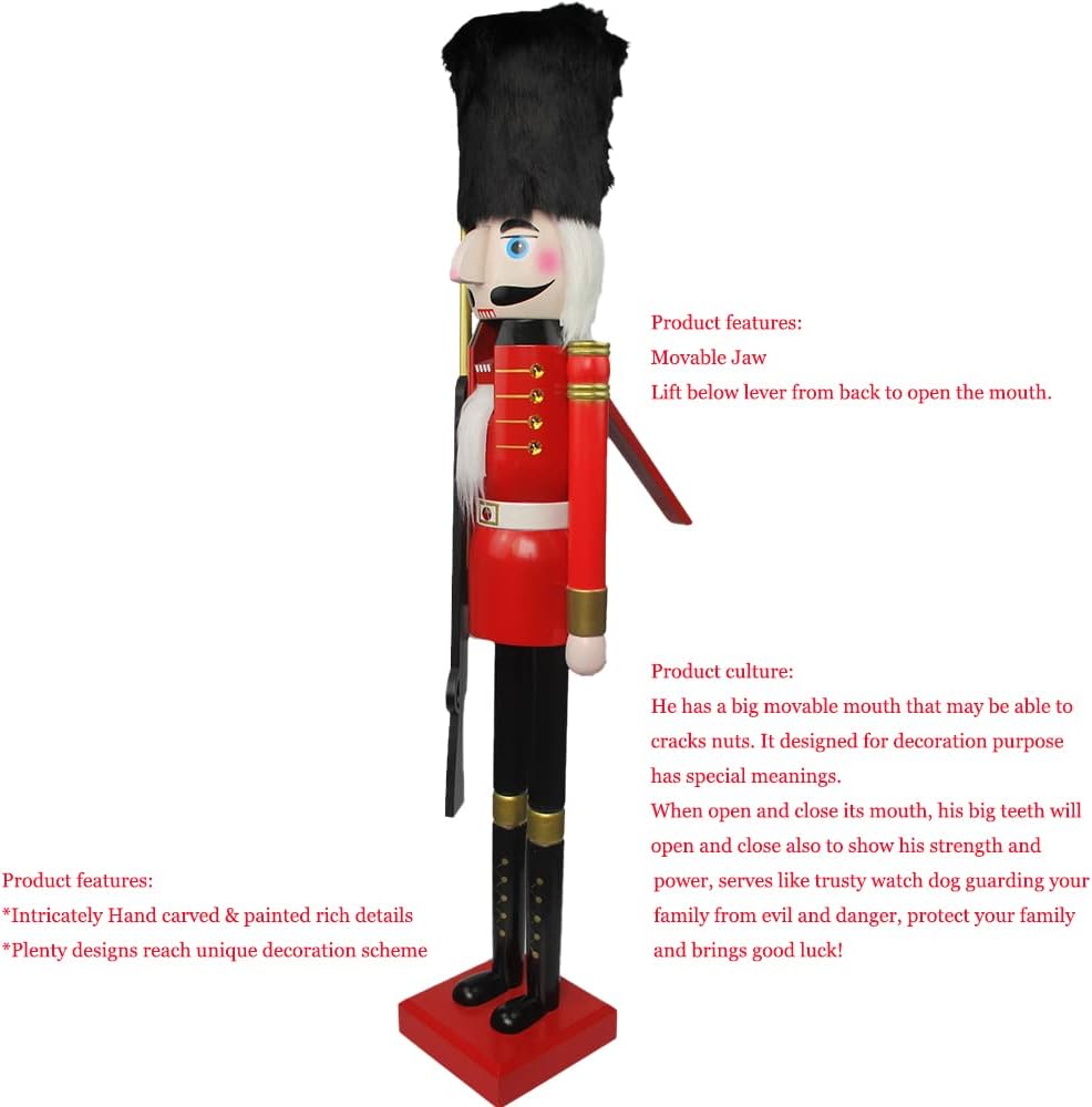 4ft Giant Christmas Wooden Nutcracker Soldier on Stand K07