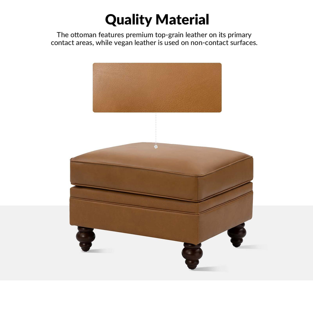 Genuine Leather Ottoman Coffee Table, Ottoman Foot Rest, Camel
