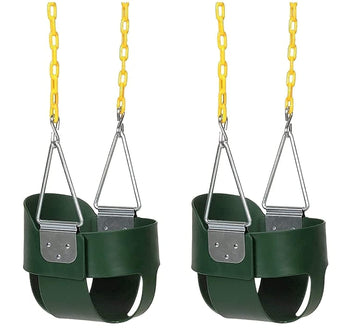 Jungle Gym Heavy-Duty High Back Full Bucket Toddler Swings, 2 Green