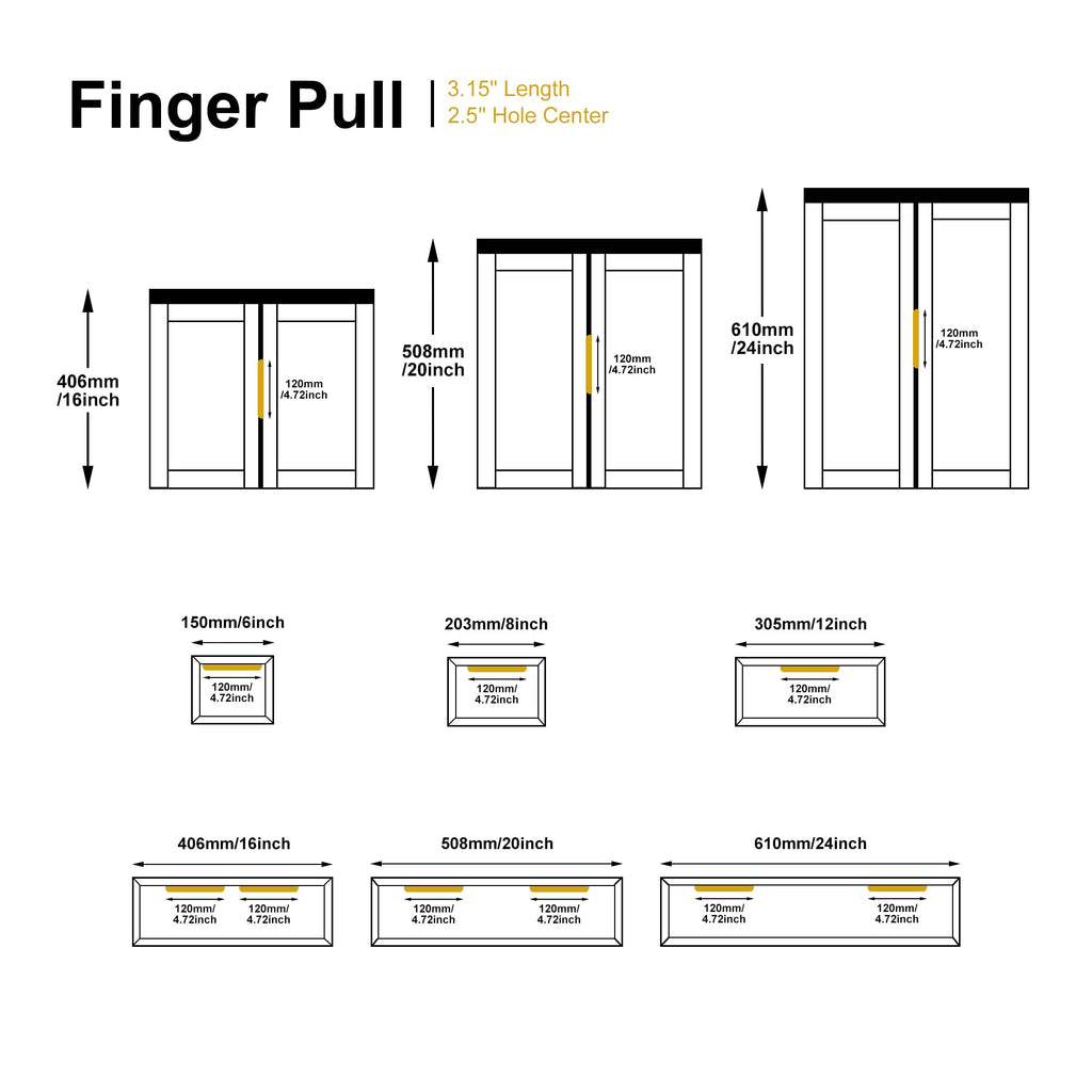 Edge Finger Pull for cabinets Kitchen Concealed Drawer pulls Aluminum Hidden Door Handle 10 Pack Modern Brushed Brass
