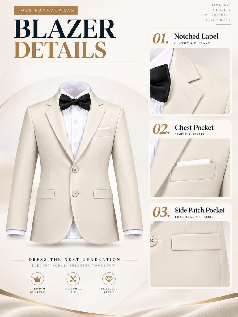 Boys Blazer 2 Buttons Kids Casual Sport Coat for Formal Prom Graduation