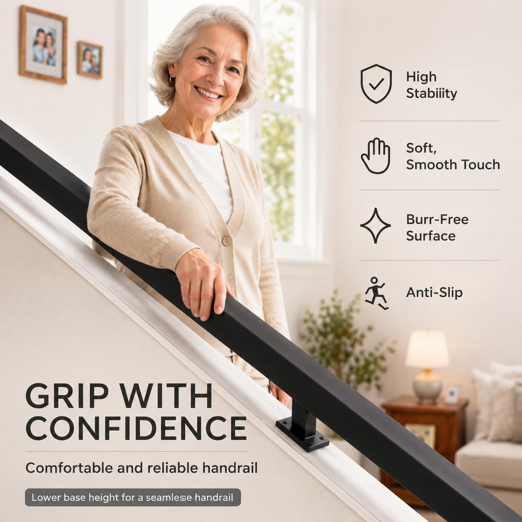 7FT Handrail Wall Mounted, 500LB Heavy-Duty Stair Railing