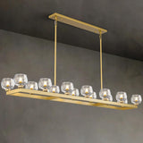 68 Inch Brass Rectangle Chandeliers for Dining Room, Gold Rectangular Chandelier Over Table, Modern Crystal Long Chandelier for High Ceiling, Farmhouse Large Linear Chandeliers for Kitchen Island A126-B0DT4BTH8M