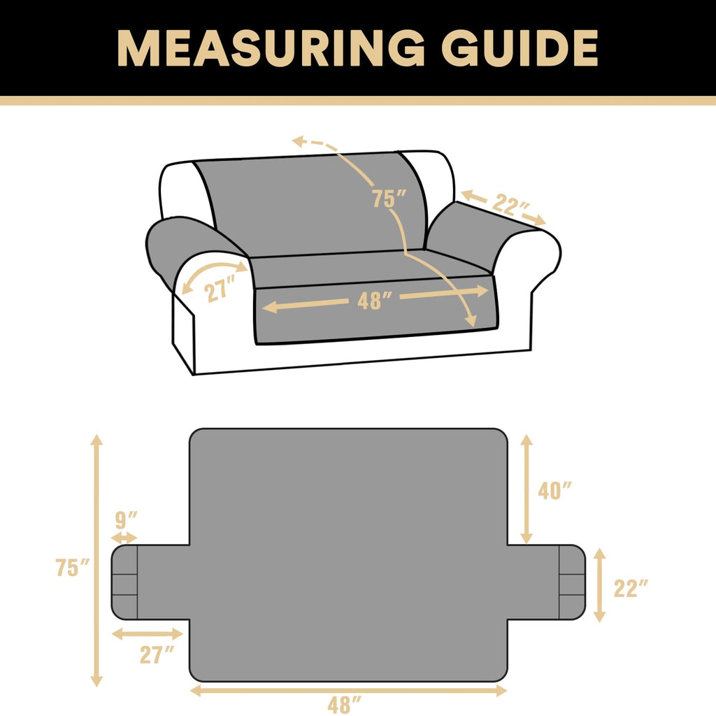 100% Waterproof Loveseat Covers for 2 Cushion Couch Sofa Covers Waterproof and Washable Sofa Slipcover with Side