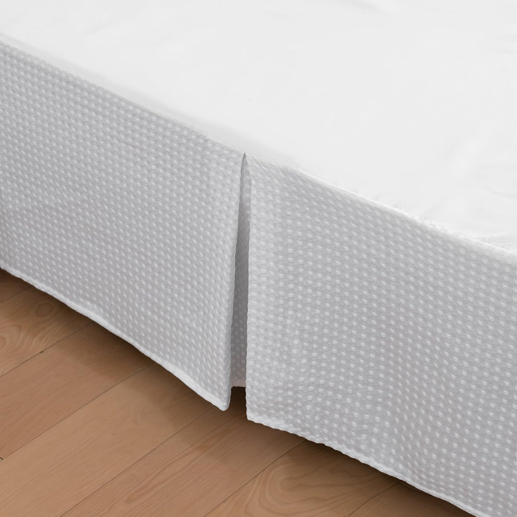 Bed Skirt - Pleated Waffle Weave Tailored 16 Inch Drop
